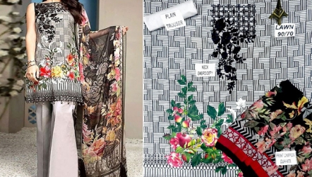 Grey Lawn With Chiffon Dupatta